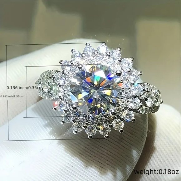 1pc Elegant Round Synthetic Crystal Cubic Zirconia Ring For Men - Picture 3 of 8